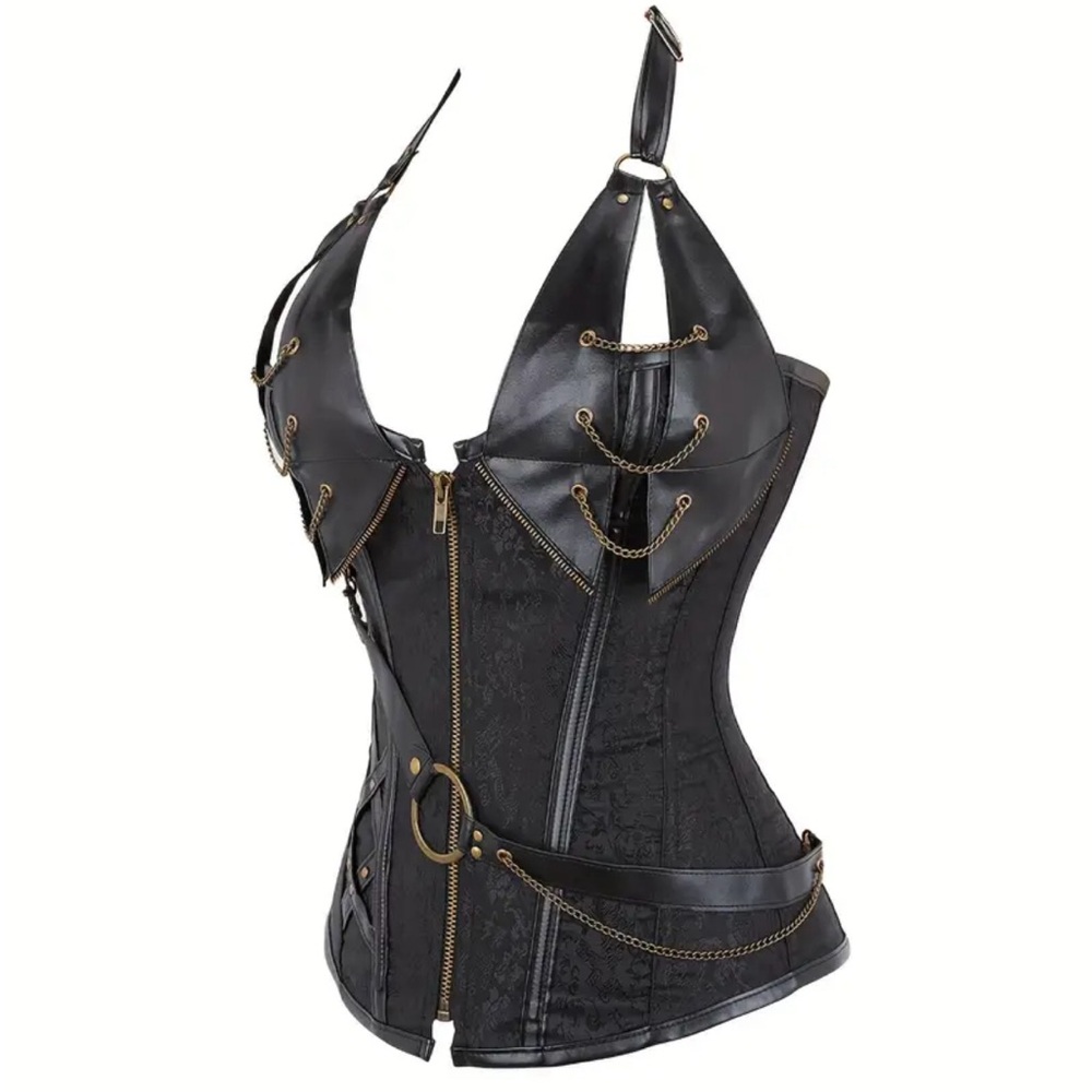 Elegant Black Corset with Gold Accents